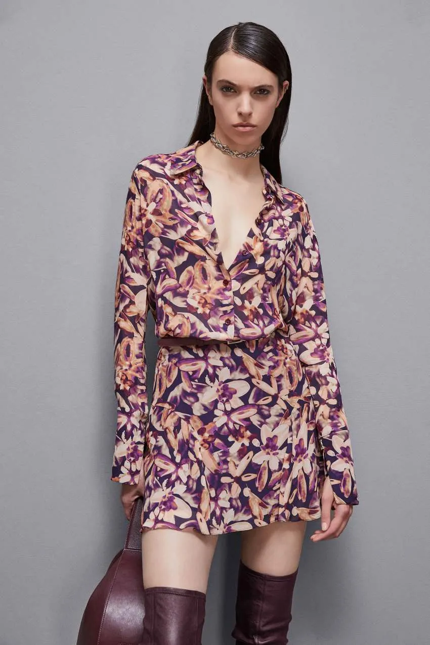 Chemise en georgette à motifs